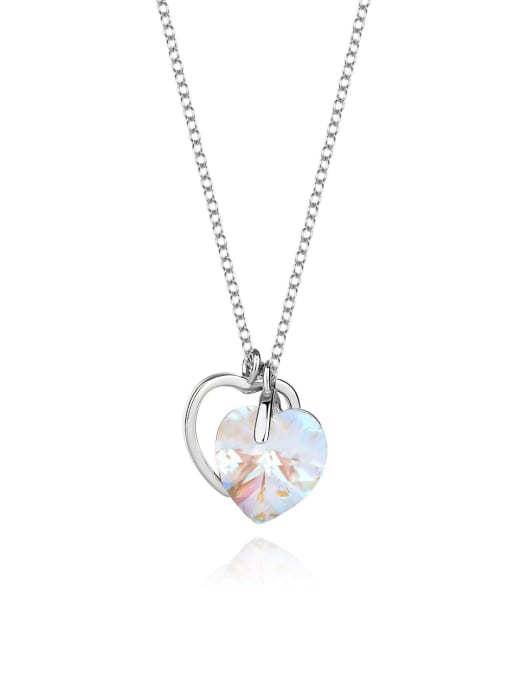 JYXZ 008 (gradient white) 925 Sterling Silver Austrian Crystal Heart Classic Necklace