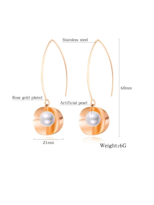 Open Sky Titanium Imitation Pearl Geometric Minimalist Hook Earring 3