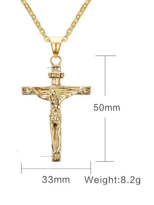 All gold 2.4mm50cm O-chain Stainless steel Rhinestone Cross Vintage Regligious Necklace