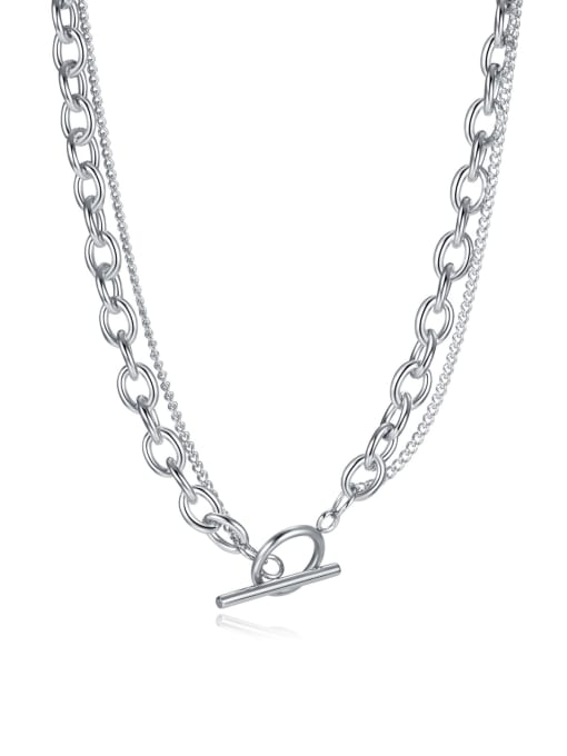 2119 Steel Necklace Titanium Steel Geometric Hip Hop Multi Strand Hollow Chain Necklace
