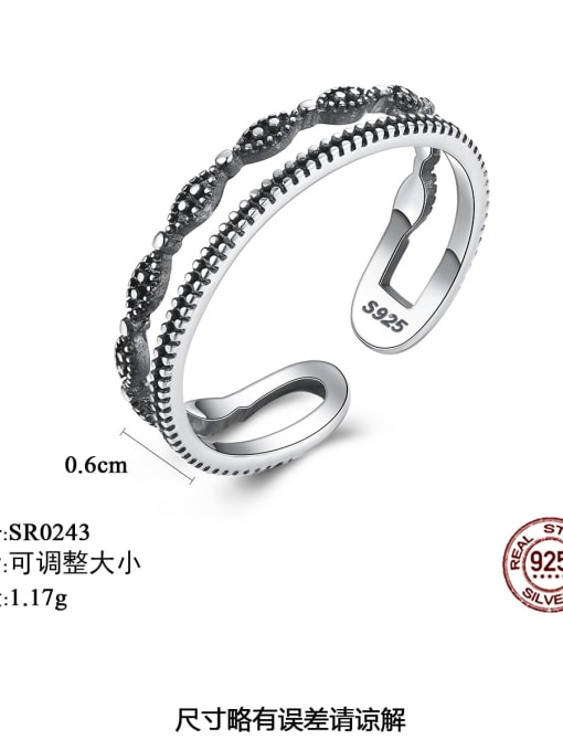 CCUI 925 Sterling Silver Fashion double deck Vintage Stackable Ring 3