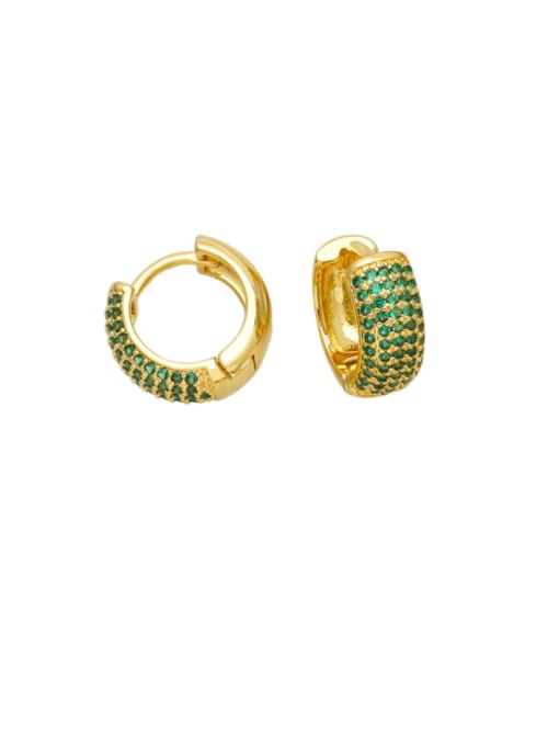 green Brass Cubic Zirconia Round Minimalist Cluster Earring