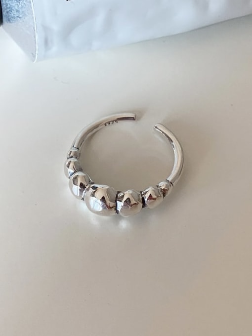 Boomer Cat 925 Sterling Silver Bead Round Minimalist Band Ring