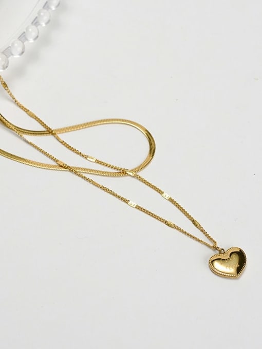 A TEEM Titanium Steel Heart Minimalist Multi Strand Necklace 2
