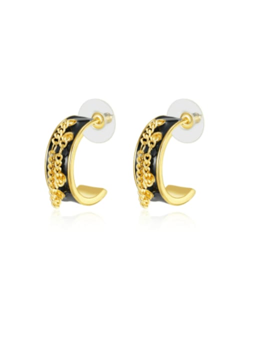 772 gold Brass Chain  Tassel Vintage Stud Earring