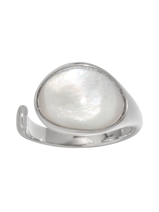 DAKA 925 Sterling Silver Shell Geometric Vintage Band Ring 4