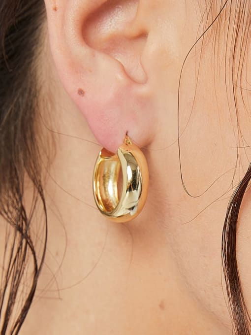 CHARME Brass Smooth  Geometric Minimalist Huggie Earring 1