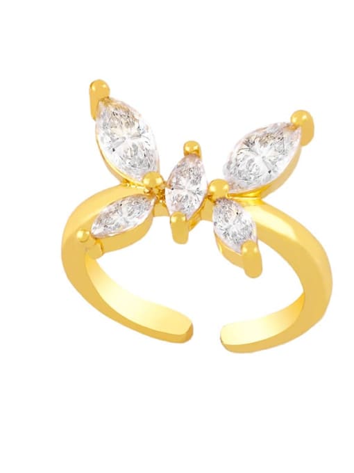 CC Brass Cubic Zirconia Butterfly Vintage Band Ring 2