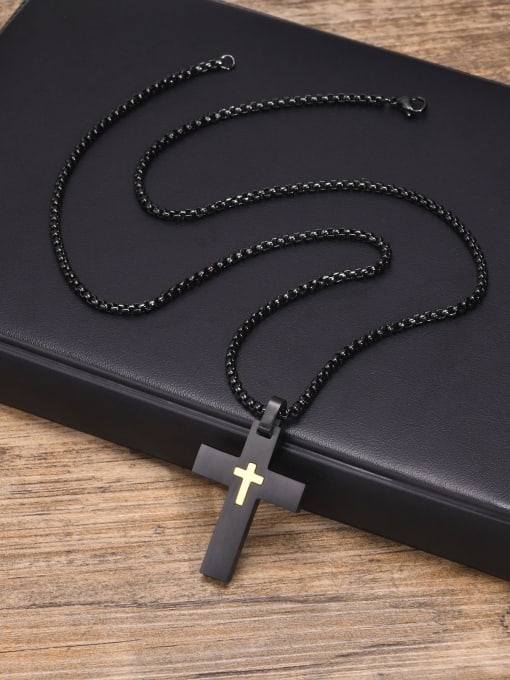 Gold pendant with chain 60CM Stainless steel Cross Hip Hop Regligious Necklace