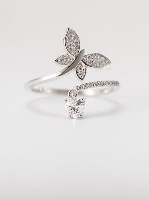 XBOX 925 Sterling Silver Cubic Zirconia Butterfly Vintage Band Ring