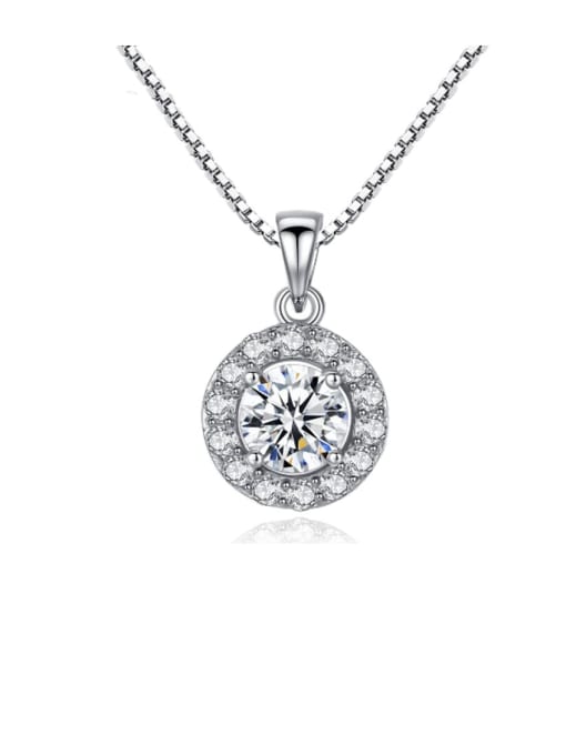 CCUI 925 Sterling Silver Cubic Zirconia simple Round Pendant Necklace 0