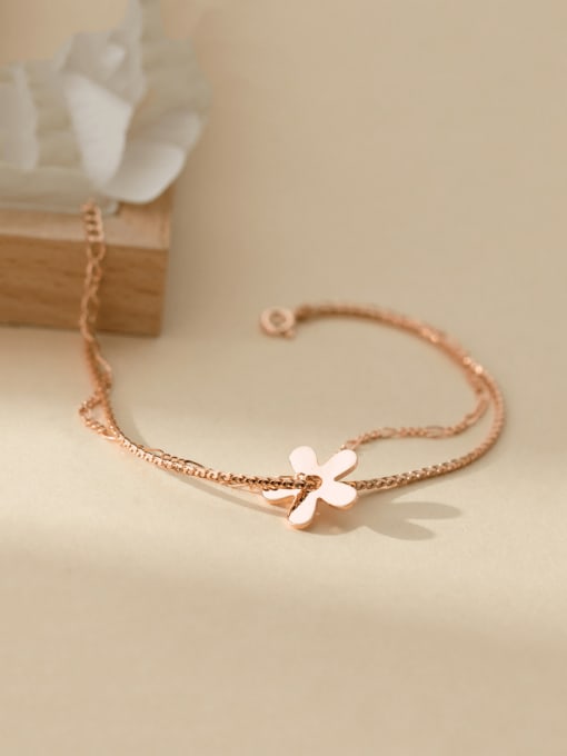 Rosh 925 Sterling Silver Flower Minimalist Strand Bracelet 2