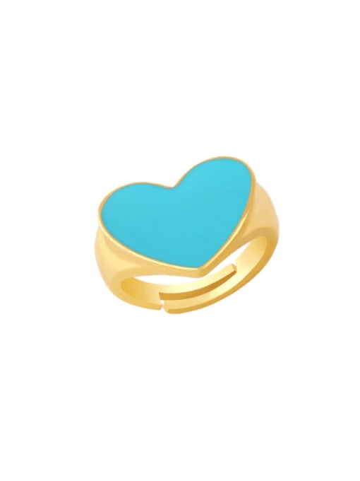 CC Brass Enamel Heart Minimalist Band Ring 1