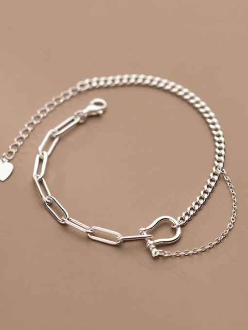 Rosh 925 Sterling Silver  Vintage Asymmetric chain  Link Bracelet 0