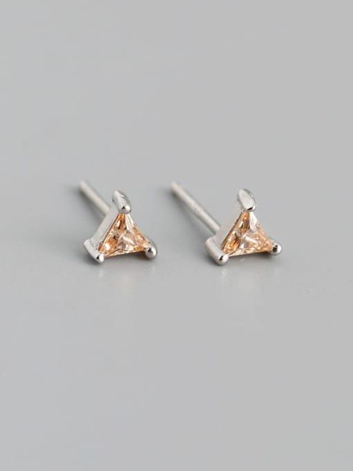Yellowstone (Platinum) plastic plug 925 Sterling Silver Cubic Zirconia Triangle Minimalist Stud Earring