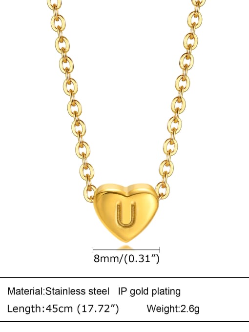 Letter U 40+ 5CM Stainless steel Heart Minimalist Necklace