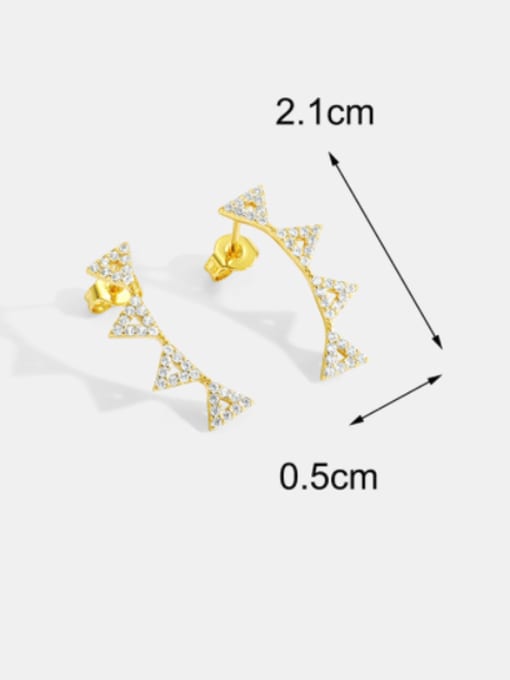 CHARME Brass Cubic Zirconia Triangle Minimalist Stud Earring 2