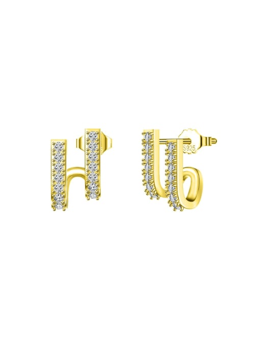 14K gold, weight 1.56g 925 Sterling Silver Cubic Zirconia Geometric Dainty Stud Earring