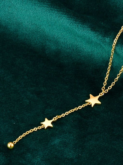 A TEEM Titanium Star Minimalist Tassel Lariat Necklace 1