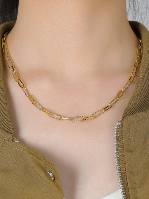 CHARME Brass Geometric Chain Minimalist Necklace 2