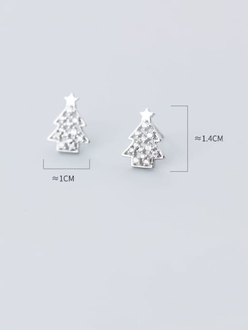 Rosh 925 Sterling Silver Rhinestone  Christmas tree Minimalist Stud Earring 3