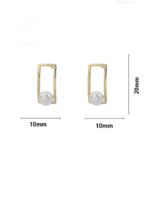 RAIN 925 Sterling Silver Imitation Pearl Geometric Minimalist Stud Earring 2