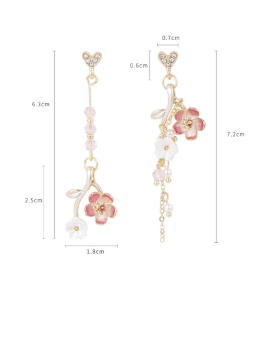 Girlhood Brass  Asymmetry Shell Multi Color Flower Trend Chandelier Earring 2