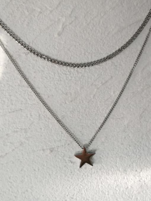 Necklace 45cm 51.5cm Pentagram Titanium Steel Geometric  Minimalist Regligious Necklace