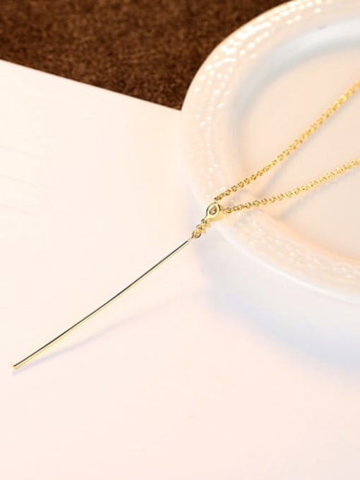 gold 925 Sterling Silver Cubic Zirconia  Smooth Tassel Minimalist Lariat Necklace