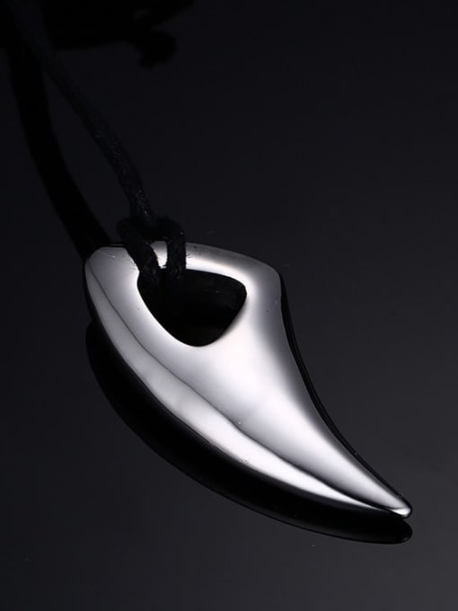 CONG Titanium Steel Irregular Minimalist  Black horn pendant Necklace 2