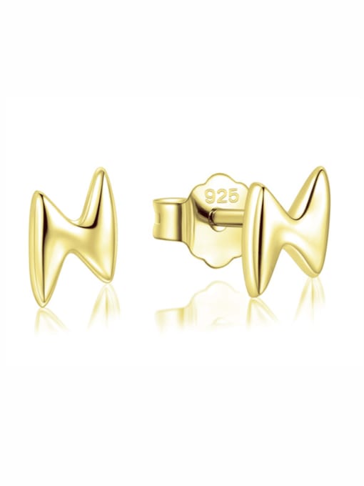 RHE594G 925 Sterling Silver Smotth Geometric Minimalist Stud Earring