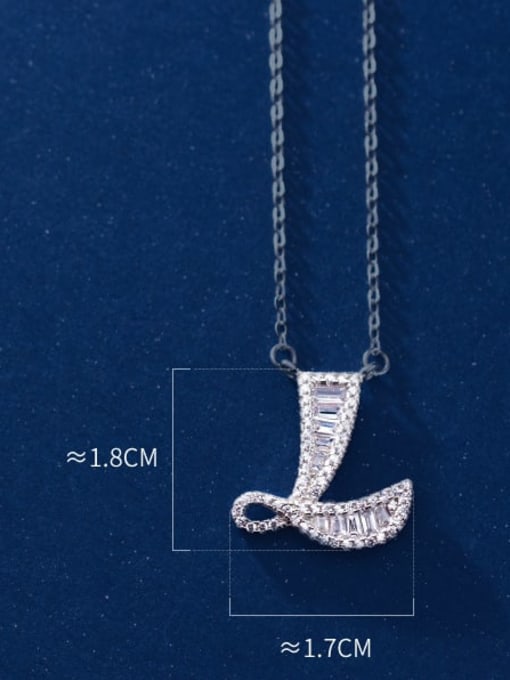 Letter L 925 Sterling Silver Simple Fashion full diamond letters pendant  Necklace