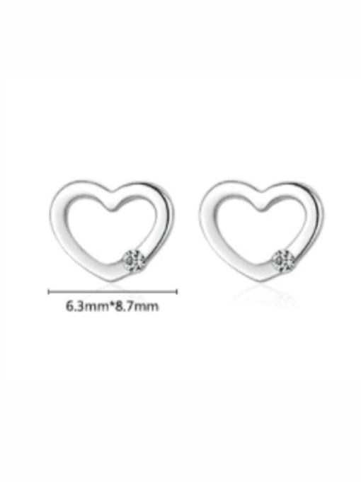 MODN 925 Sterling Silver Heart Minimalist Stud Earring 2