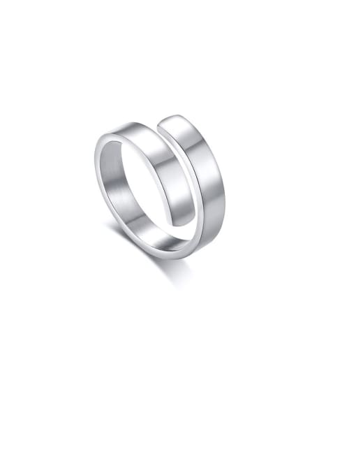 LI MUMU Stainless Steel Irregular Minimalist Free Size Band Ring 0