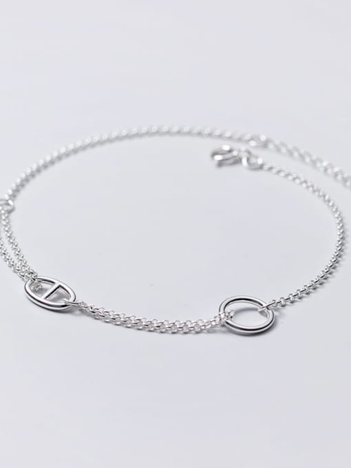 Rosh 925 Sterling Silver  Minimalist Geometric  Bead Chain Anklet 2