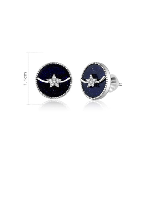 Jare 925 Sterling Silver With  White Gold Plated Minimalist Round Stud Earrings 1