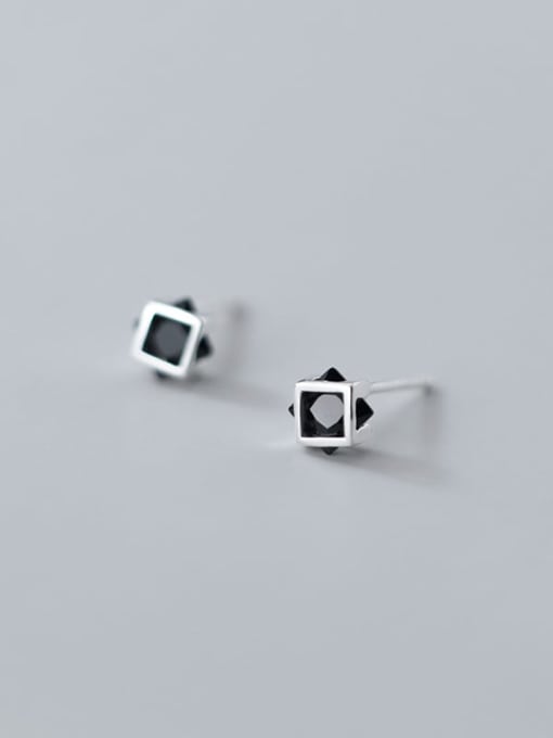 Rosh 925 Sterling Silver Cubic Zirconia Geometric Minimalist Stud Earring 4
