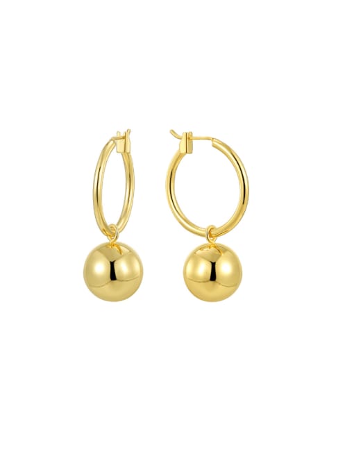 Gold Round Ball Earrings Brass Geometric Minimalist Huggie Earring