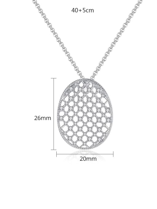 BLING SU Copper Cubic Zirconia Dainty  Hollow  Oval pendant  Necklace 2
