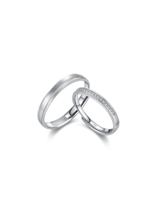 MODN 925 Sterling Silver Cubic Zirconia Geometric Dainty Couple Ring 0