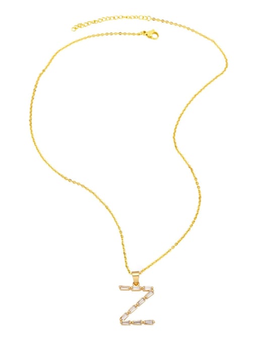 CC Brass Cubic Zirconia Letter Minimalist Necklace 1