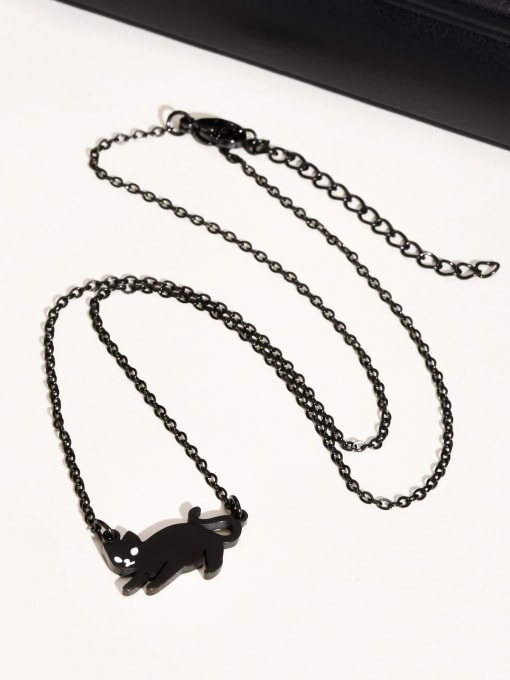 Black with a length of 45 +5CM Stainless steel Cat Cute Necklace