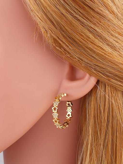 CC Brass Rhinestone Geometric Minimalist Hoop Earring 1