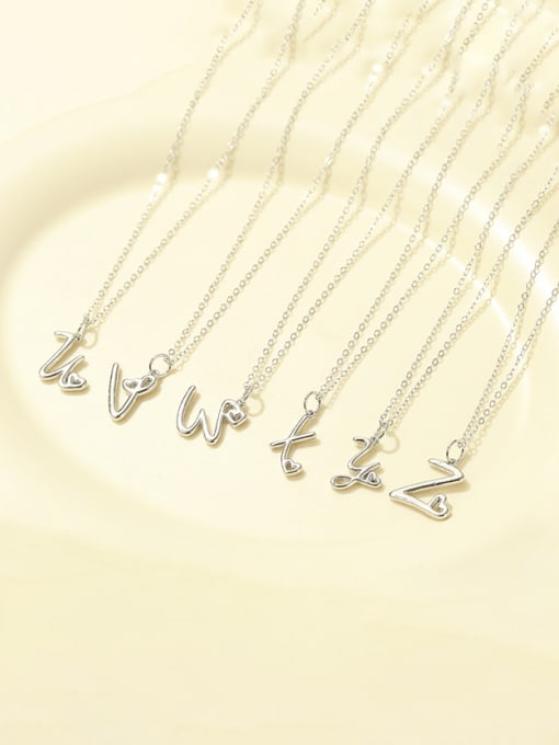 BeiFei Minimalism Silver 925 Sterling Silver Letter Minimalist Necklace 2