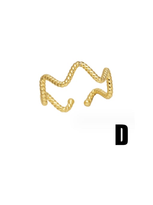 D Brass Cubic Zirconia Heart Minimalist Band Ring