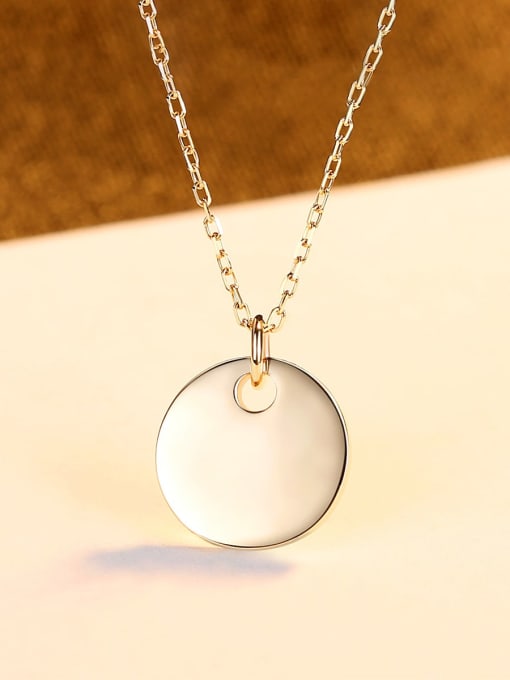 CCUI 925 sterling silver simple fashion Smooth Round Pendant Necklace 2