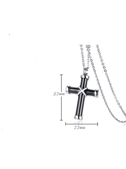 CONG Titanium Steel Cross Vintage  pendant  bead Chain  necklace 3