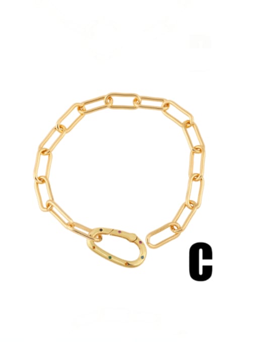 C Brass Rhinestone Round Vintage Link Bracelet