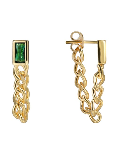 Gold Earrings Brass Cubic Zirconia Geometric Chain Minimalist Drop Earring