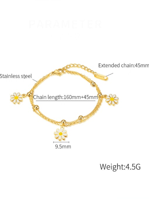 Open Sky Titanium Steel Enamel Flower Vintage Strand Bracelet 3